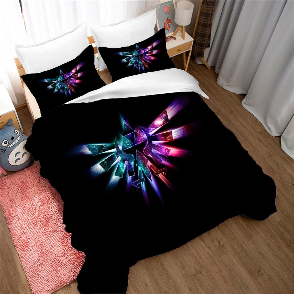 Legend of Zelda Santa Claus Christmas Tree Reindeer Anime Printed Bedding Set Duvet Cover Queen Cotton Cute Cartoon Quilt Cover
