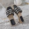 Summer 2025 new cool slippers women's summer wear fashionable flat bottom out one-word drag pearl simple large size shoes