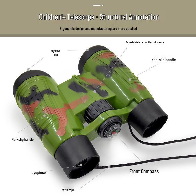 Children's Camouflage Binoculars Toy with Compass for Outdoor Military Model Exploration