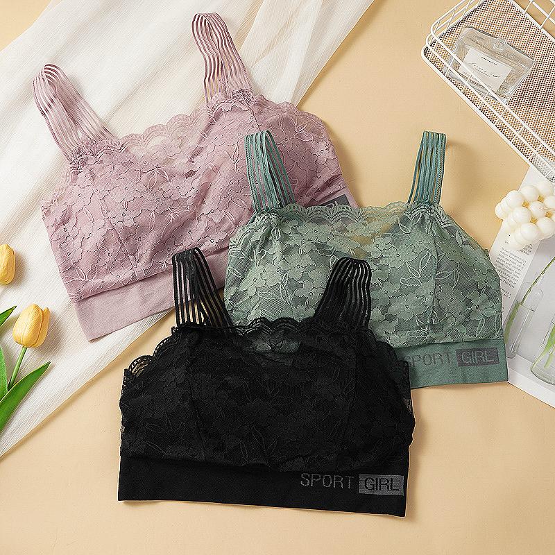 French Style Lace Wireless Sports Bra Women's Sexy Backless Underwear Girl's Innerwear Strapless Bra