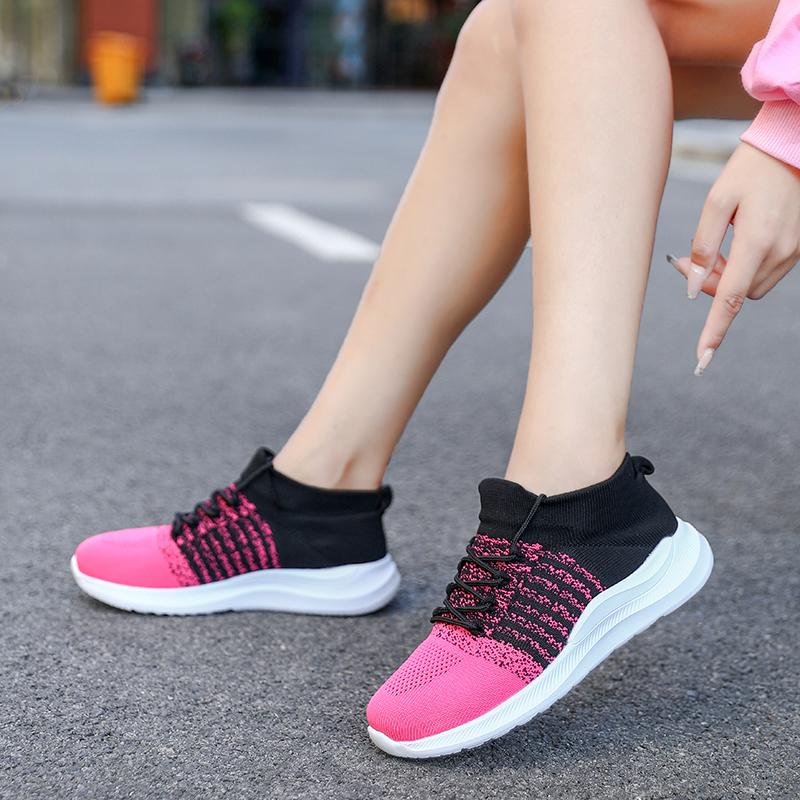 Fashion Men's Mesh Elastic Lightweight Sports Outdoor Platform Lace Up Running Soft Sole Comfortable Casual Tennis Hiking Shoes 2024