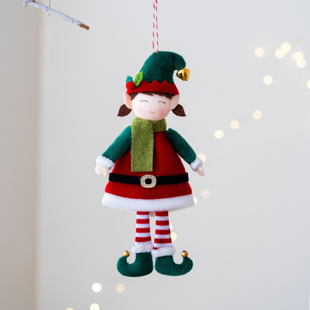 Holiday Display Christmas Doll Hanging Figurine Festive Design Good Fortune Hand-sewn Craftsmanship Playful Posing