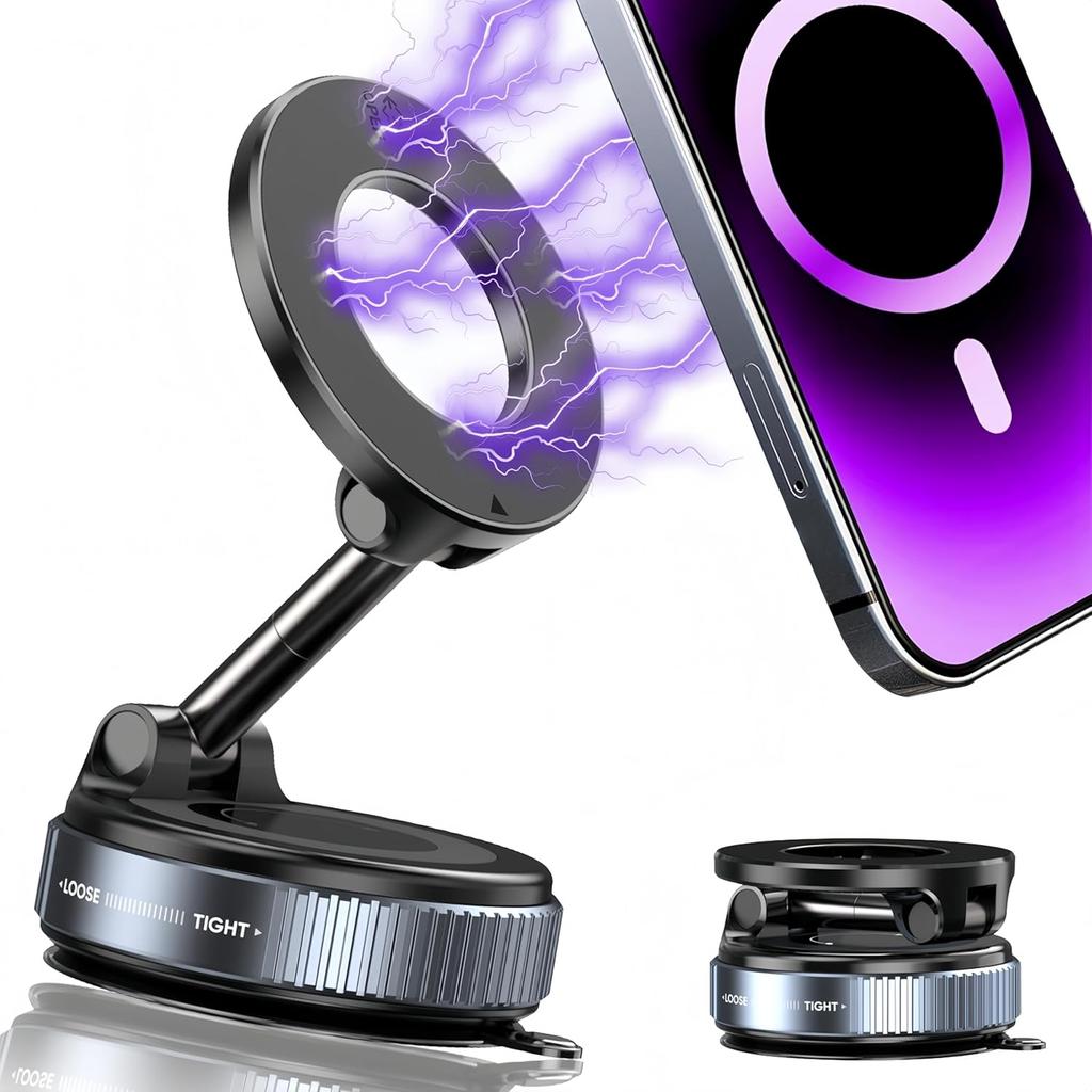 Upgraded 360°Vacuum Magnetic Phone Holder Magnetic Car Phone Mount Hands-Free Suction Cup Phone Holder for Car/Gym/Mirror/Shower