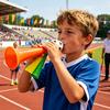 2 stk Fodbold Hejsehorn, 3-tonet Sportsfan Støjmaskine, Håndholdt Fodboldstadion Trompet til Kampdag, Festtilbehør