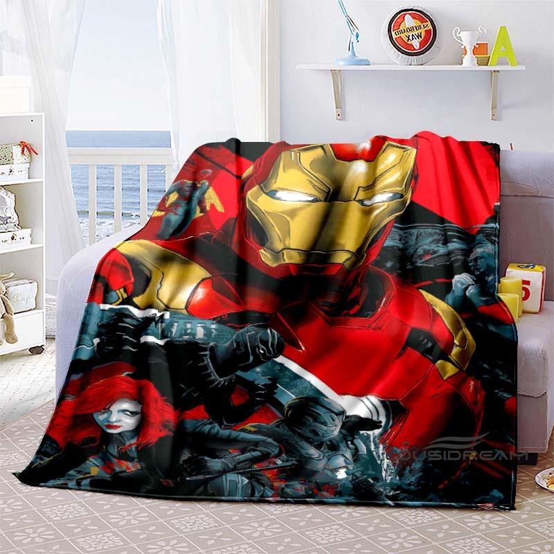Iron Man Cartoon Comic Funny Expression Blanket, Warm Flannel Sofa Blanket, Home, Bedroom, Travel.