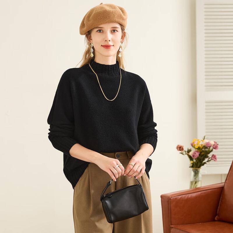 TUHUANG Seamless Pure Wool Thick Semi-High Collar Sweater