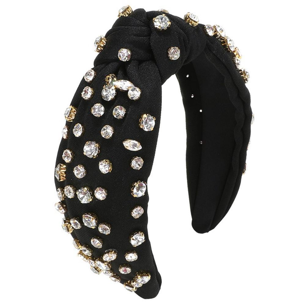 Full Diamond Knotted Headband Exaggerated Design Rhinestone Headband  Women s Hair Accessories чёрный