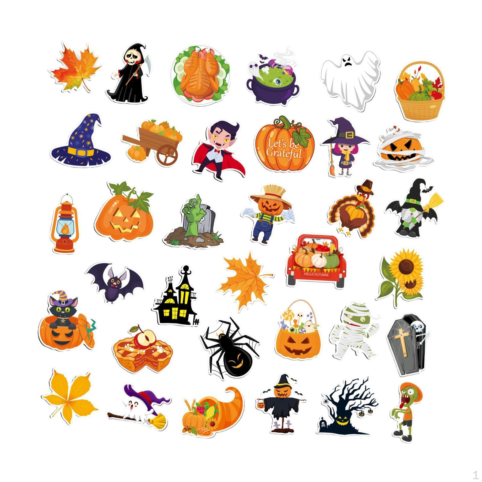 35x Halloween Refrigerator Stickers Party Supplies Lightweight Decorative Pumpkin