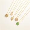 18K Gold Zirconia Four-Leaf Clover Luxury Necklace with Diamonds