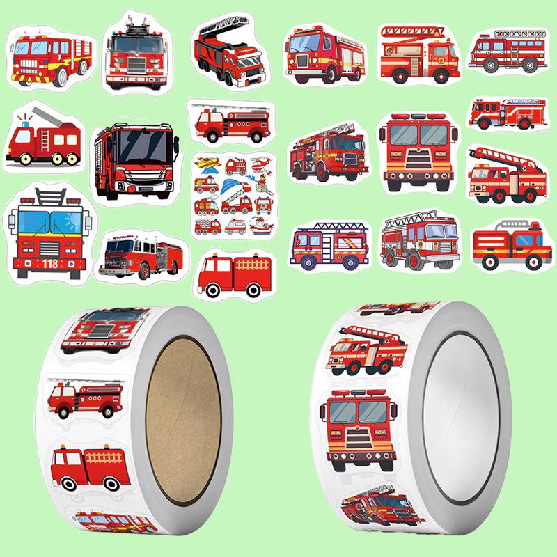 500 Cartoon Construction Vehicle Stickers for Kids - Fun DIY Stationery & Notebook Decor