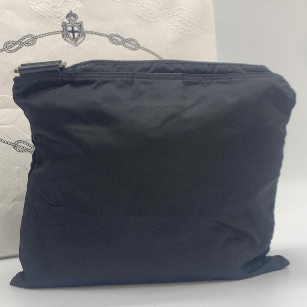 PRADA Tessuto Nylon Shoulder Bag Crossbody Pochette Sacoche Silver Hardware Triangle Logo Plate Black Men Women