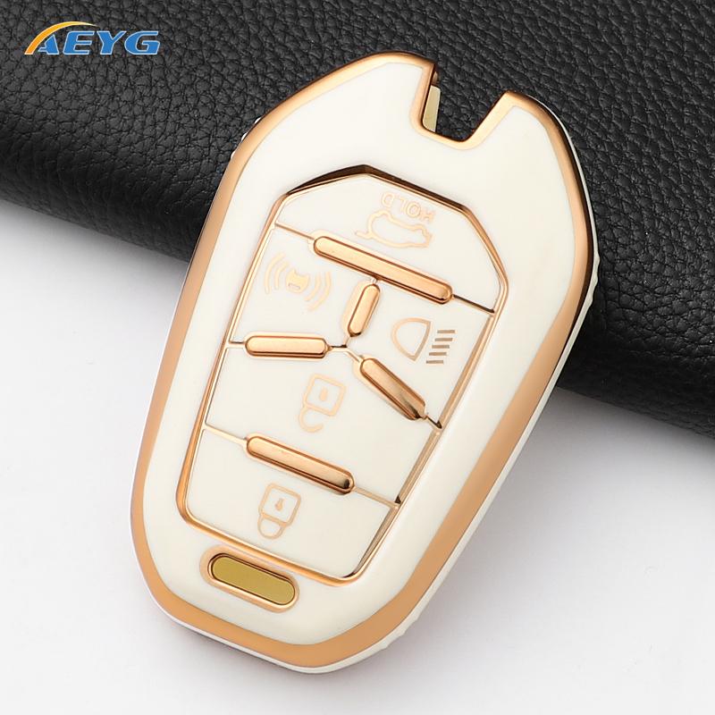 

Soft Tpu Car Remote Key Case Cover Shell Fob For Ssangyong Rexton Y400 Y450 G4 5 Buttons Protector Keyless Keychain Accessories