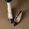 Small inner height increase 5CM Mary Jane 25 autumn European and American style rivet pointed single shoes women's French shallow mouth boat shoes