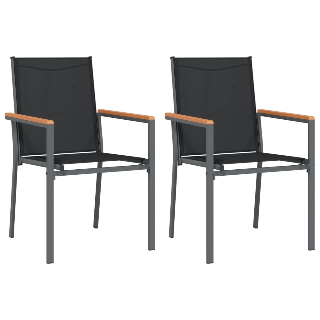 Garden Chairs 2 Pcs Black 55 X 61.5 X 90 Cm Textilene and Steel