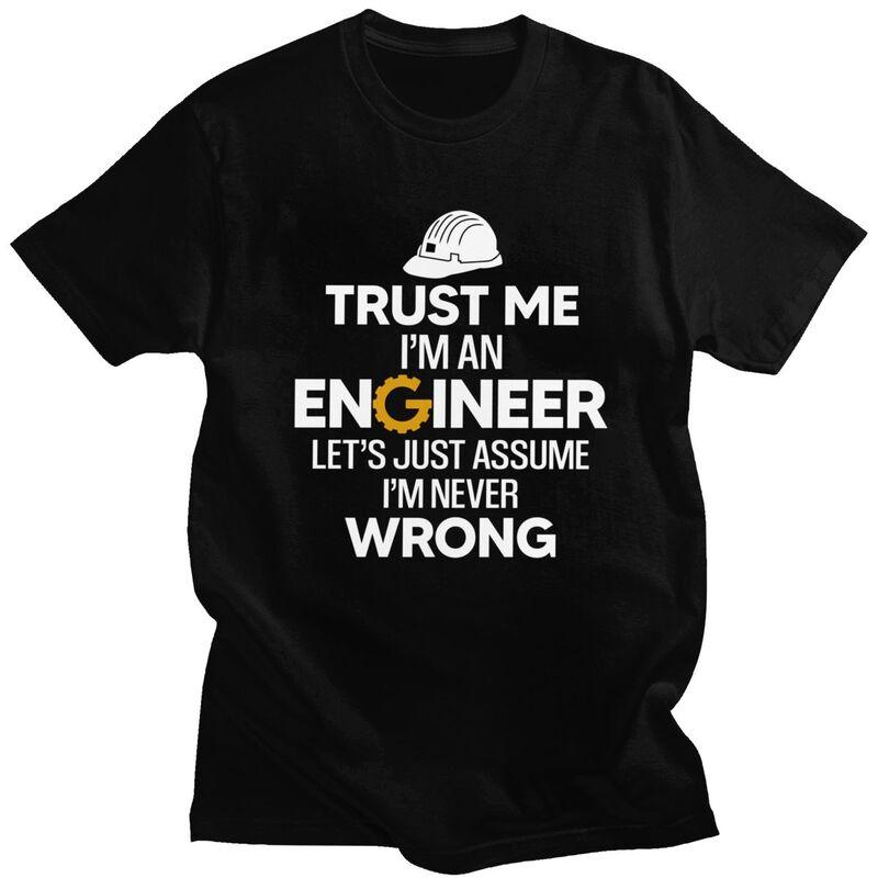 Custom Trust Me Im An Engineer Lets Just Assume Im Never Wrong T Shirts Men Pure Cotton Tee Tops Tshirts Short Sleeve T-shirt... S разноцветный