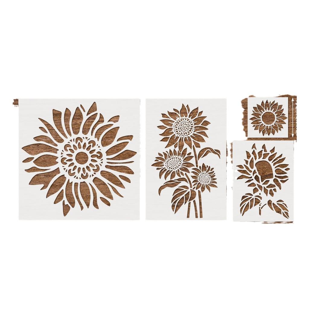 Large, Garden Sunflowers, Flowers, DIY, Hollow Out Painting Template, Made of PET Material, Easy To Clean, Artistic Decoration