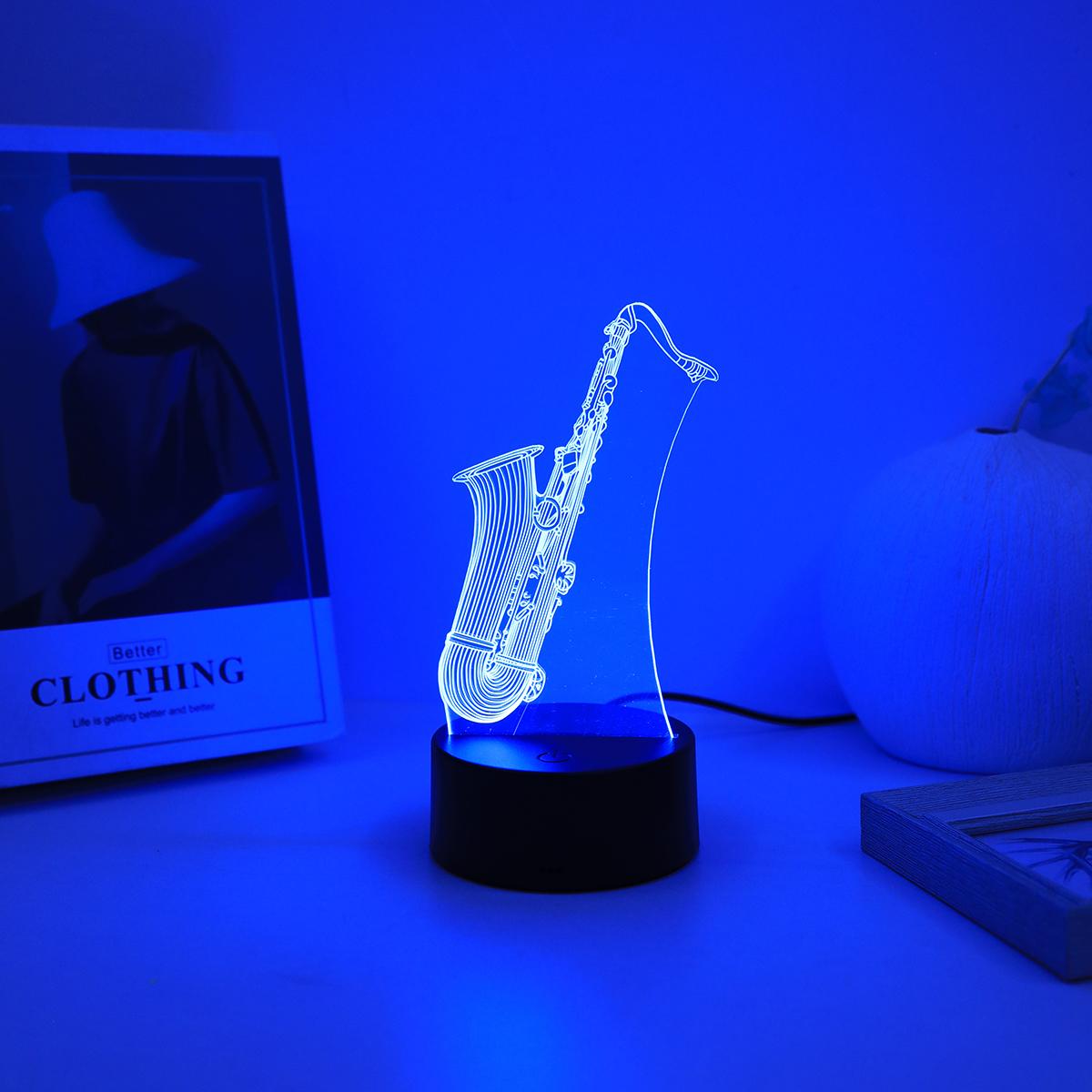 

1PC 3D creative saxophone effect night light, USB touch 7-color color change, home bedroom decoration, perfect gift. black