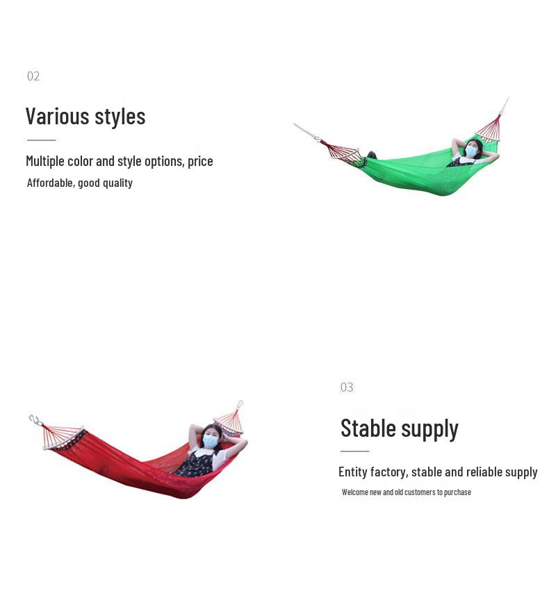 Outdoor Ice Silk Mesh Hammock with Curved Stick - Anti-Rollover Swing for Camping & Travel