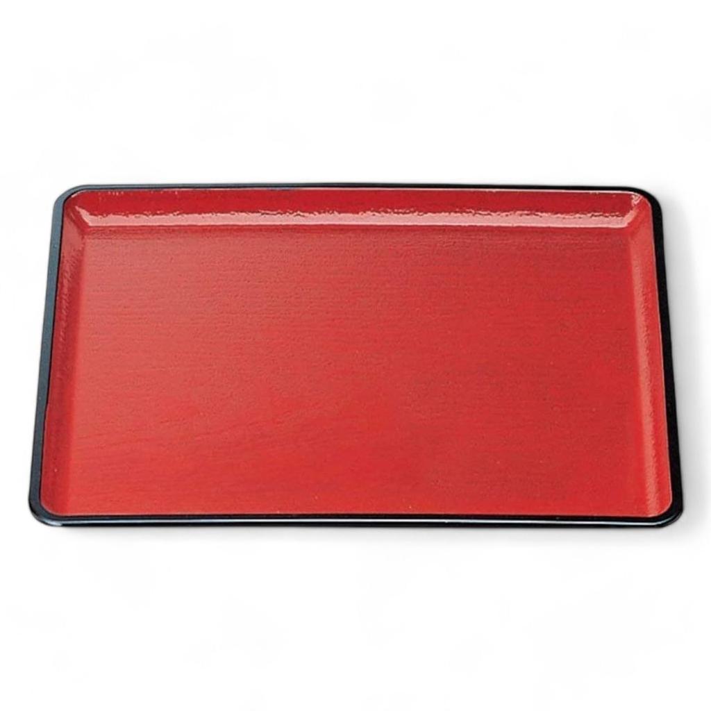 36cm Paulownia Wood Tray for Kaiseki vermilion and black with a Made in Lacquerware J-kitchens (Japanese Banquet) - non-slip design. Japan. (ABS