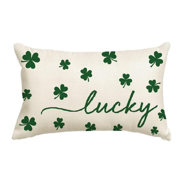 

Elegant Linen Cushion Cover with Irish Four Leaf Clovers Pattern Ideal for Seasonal Home Decoration 1