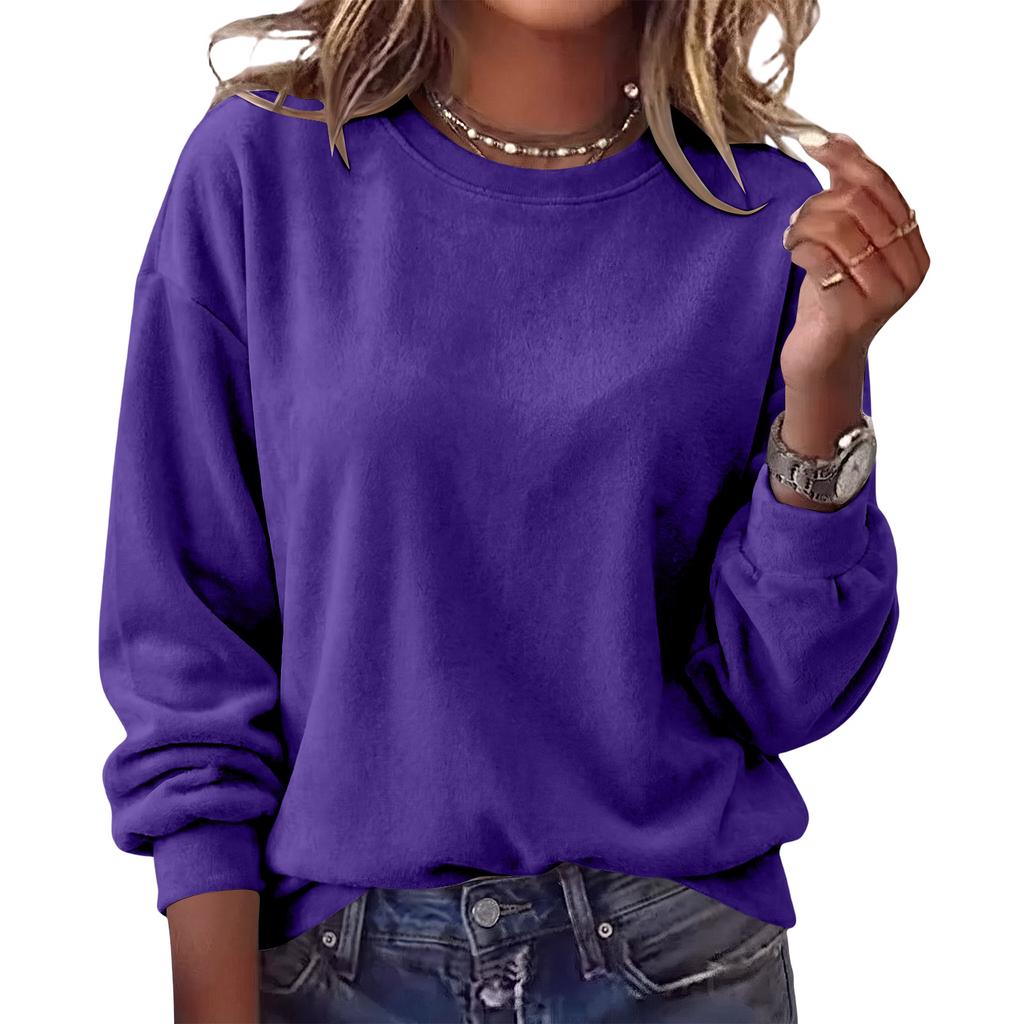 Women's Fashion Color Neck Long Sleeve Sweatshirt for Casual Daily Wear