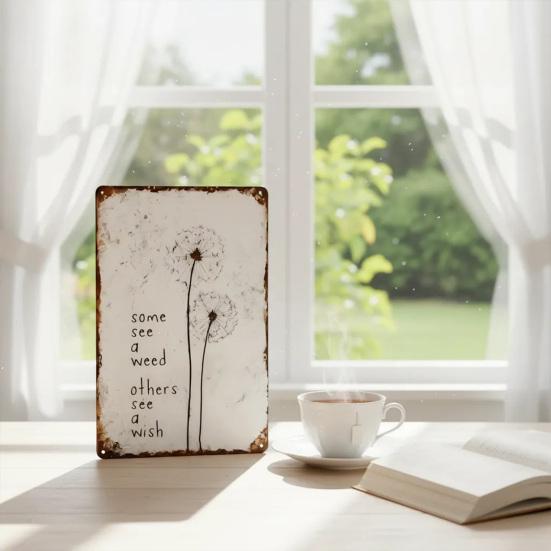Dandelion Metal Sign Wall Decoration Vintage Rusty Wish Dandelion Wall Art