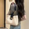 Sac à bandoulière élégant pour femme en tissu tissé grande capacité, bandoulière à chaîne parfaite pour les sorties décontractées et le shopping, sac cabas tissé