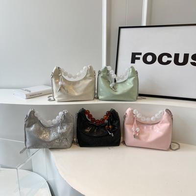 Bolsa de mão com contas bolsa feminina nova bolsa transversal com corrente textura elegante e simples bolsa de ombro portátil