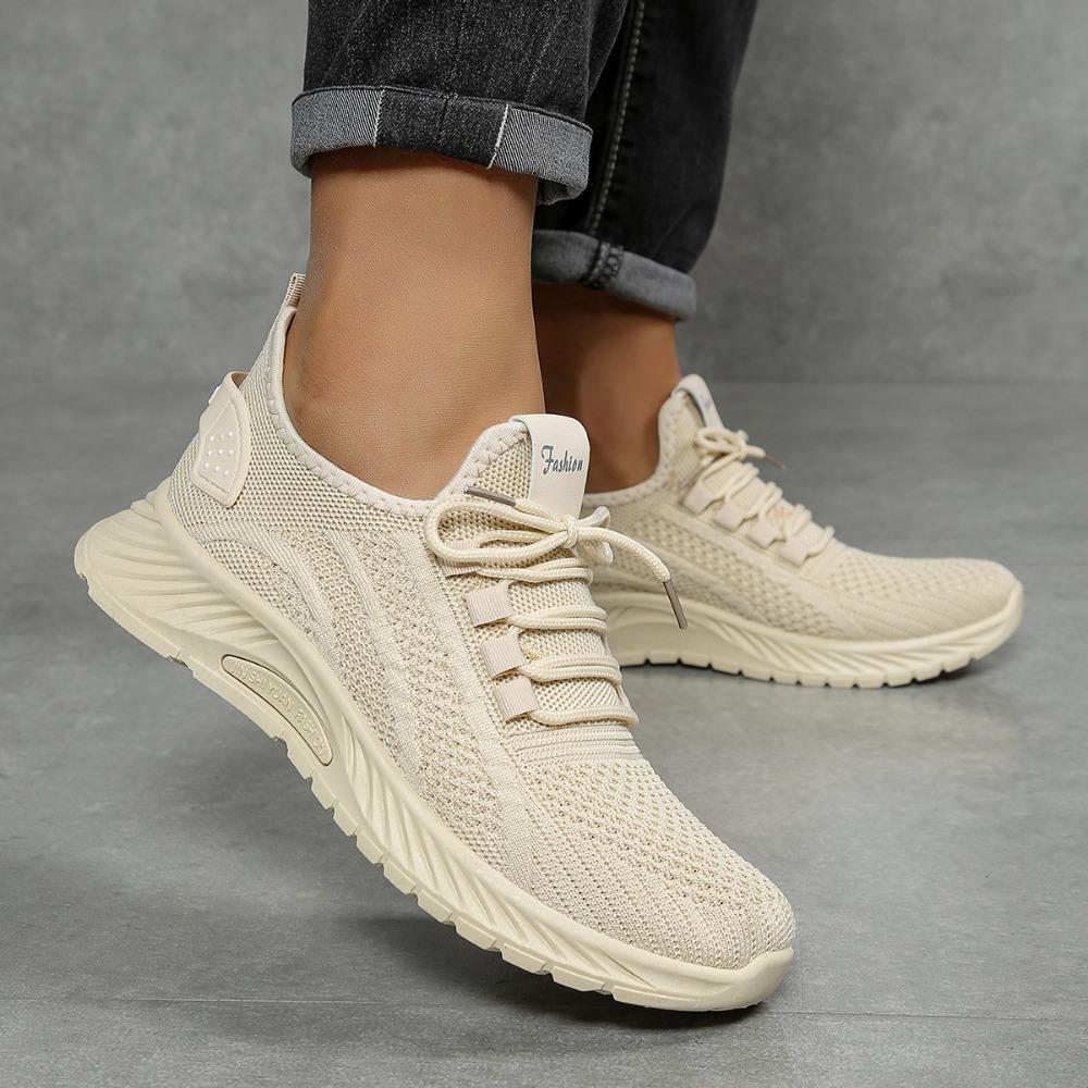 

Women Shoes Casual Sneaker Fall 2025 New Fashion Leisure Sports Single Shoes Trend Fly Weaving 38 бежевый