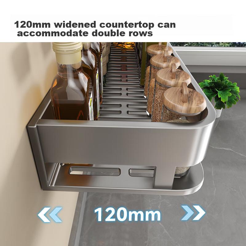 YWEEL Gunmetal Kitchen Spice Rack, No Drilling Required, Wall-Mounted Seasoning Shelf, Wall-Mounted Organizer, Space Aluminum Storage Rack