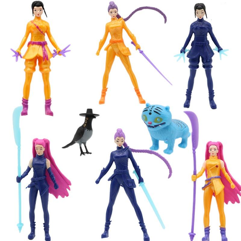 8pcs/Set Kpop Demon Hunters Action Figure Toy Derpys Tiger Rumi Mira Zoey Sussy Figurine Doll For Fans Gift