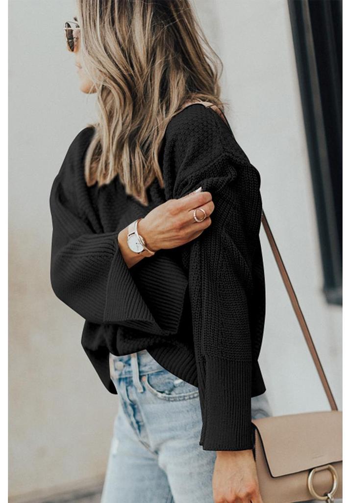 Women's 2025 Autumn Solid Color Pullover Round Neck Long Sleeve Sweater - Versatile European American Fashion