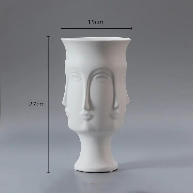DXUIALOI Creative Human Face Art Vase Decoration Ceramic Crafts White Color Glaze Home Living Room Flower Arrangement Vase Decor