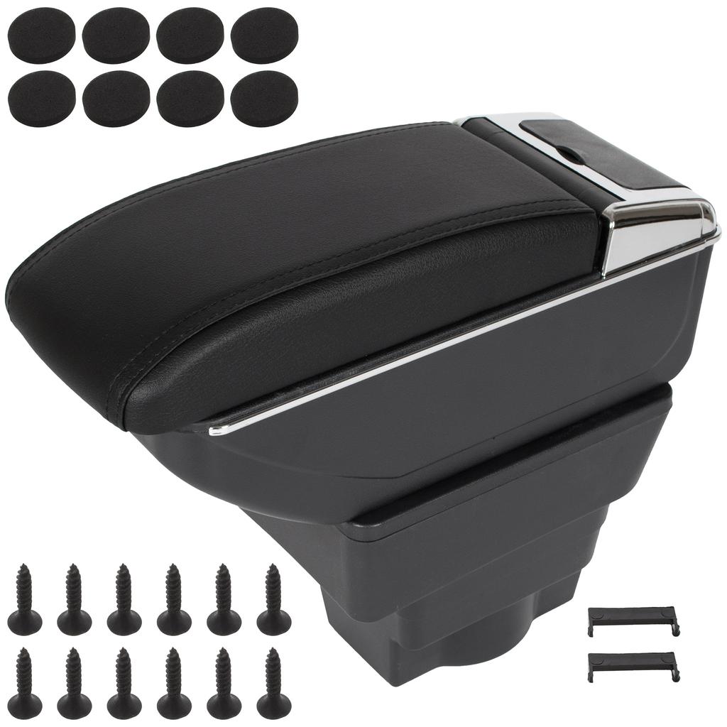 Opel Astra IV J 09-18 armleuning met opbergvak ZWART ECO LEER + montagekit