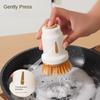 1pc Heavy Duty Press Type Dishwashing Brush with Non Slip Grip , Manual Scrubber for Pots, Pans, Plates , Non Scratch Kitchen, Bathroom Cleaning Brush