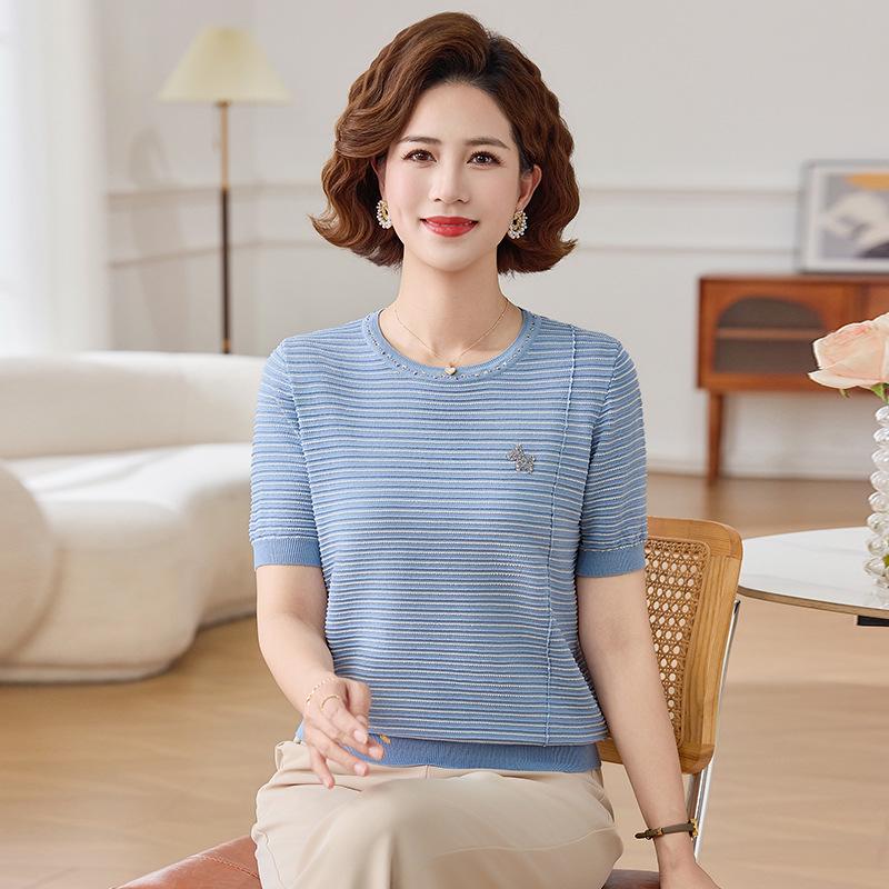 

Chic Knit Women s Short Sleeve Top: Versatile Summer 2026 Mother s Day T-shirt L (Up to 105 lbs)