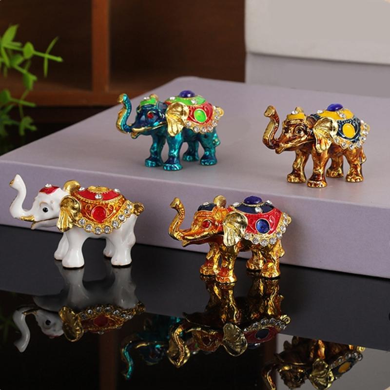 Elegant Thai Styles Metal Elephant Jewelry Box With Full Diamonds Decoration For Rings And Necklaces