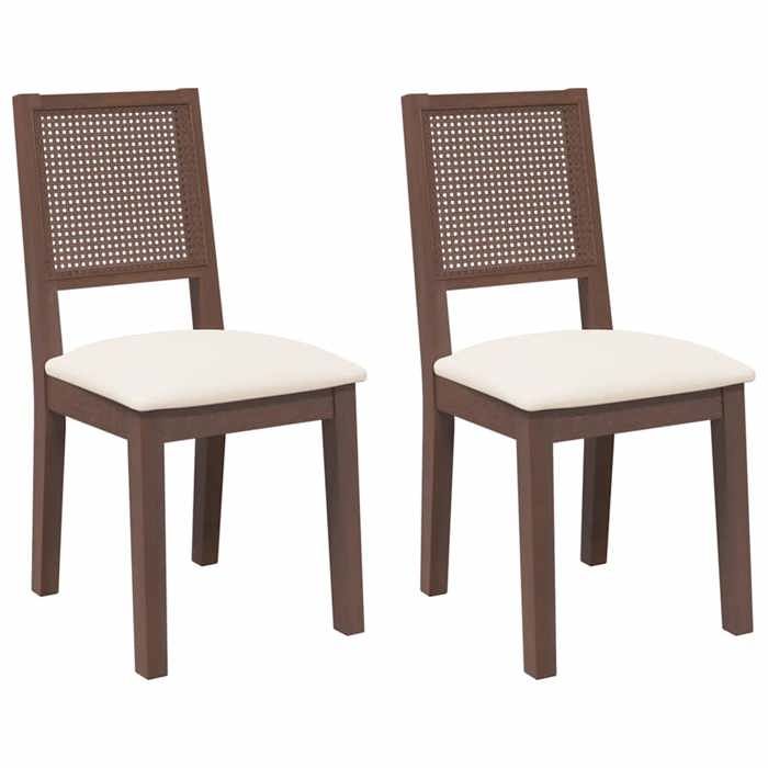 VidaXL Dining Chairs Cushions 2 Pcs Brown Solid Rubberwood, Dining Chair, Chair, Living Room Chair, Chairs At 4102476