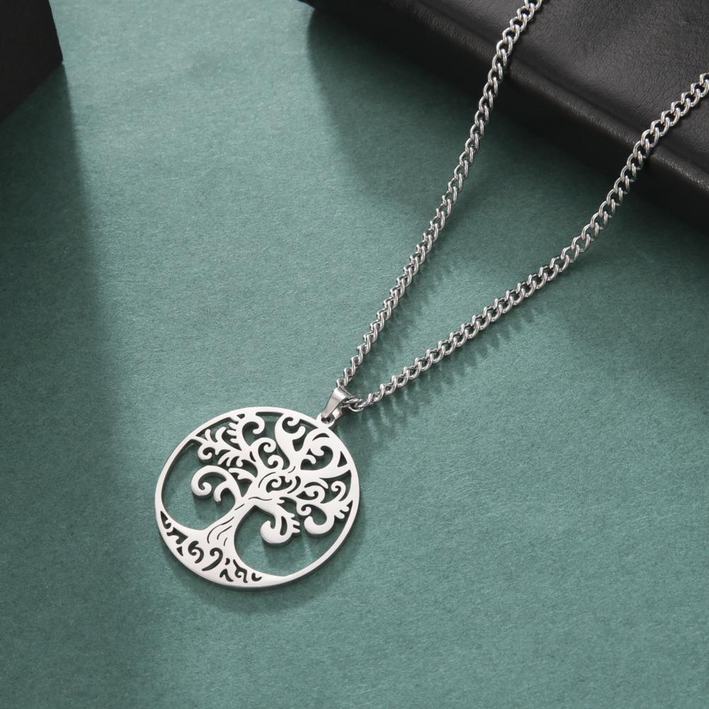 My Shape Vintage Tree of Life Necklaces for Men Women Gold Color Stainless Steel Necklace Choker Round Pendant Fashion Jewelry