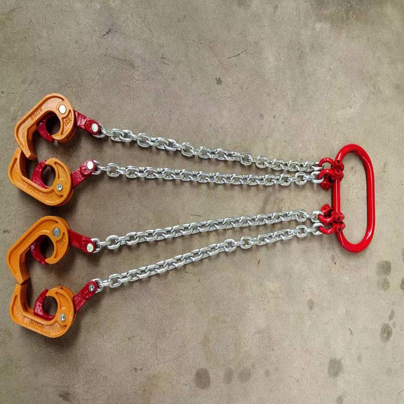 Double-Chain Forklift Eagle Beak Drum Lifting Hook and Spreader Clamp