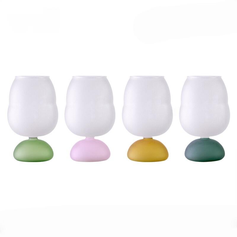 Cute Colorful Frosted Glass Wine GLass Cup Large Capacity Beer Glass Coffee Milk Juice Glass Cup
