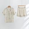 Tianzhu Fiber Double-layer Gauze Series, Short-sleeved Shorts, Simple Printed Women's Summer Pajamas Set Loungewear