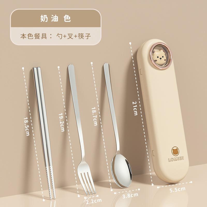 Przenośny zestaw sztućców ze stali nierdzewnej Łyżka Widelec Pałeczki z pudełkiem do przechowywania Zestaw naczyń na piknik na świeżym powietrzu