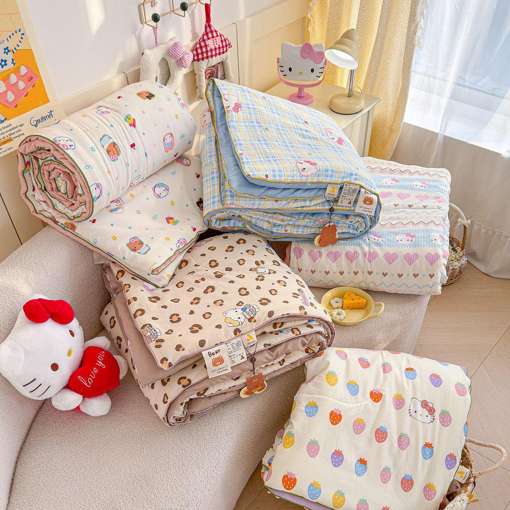 Washed Crinkled Gauze Summer Quilt - Skin-Friendly Cool Blanket for Air Conditioning