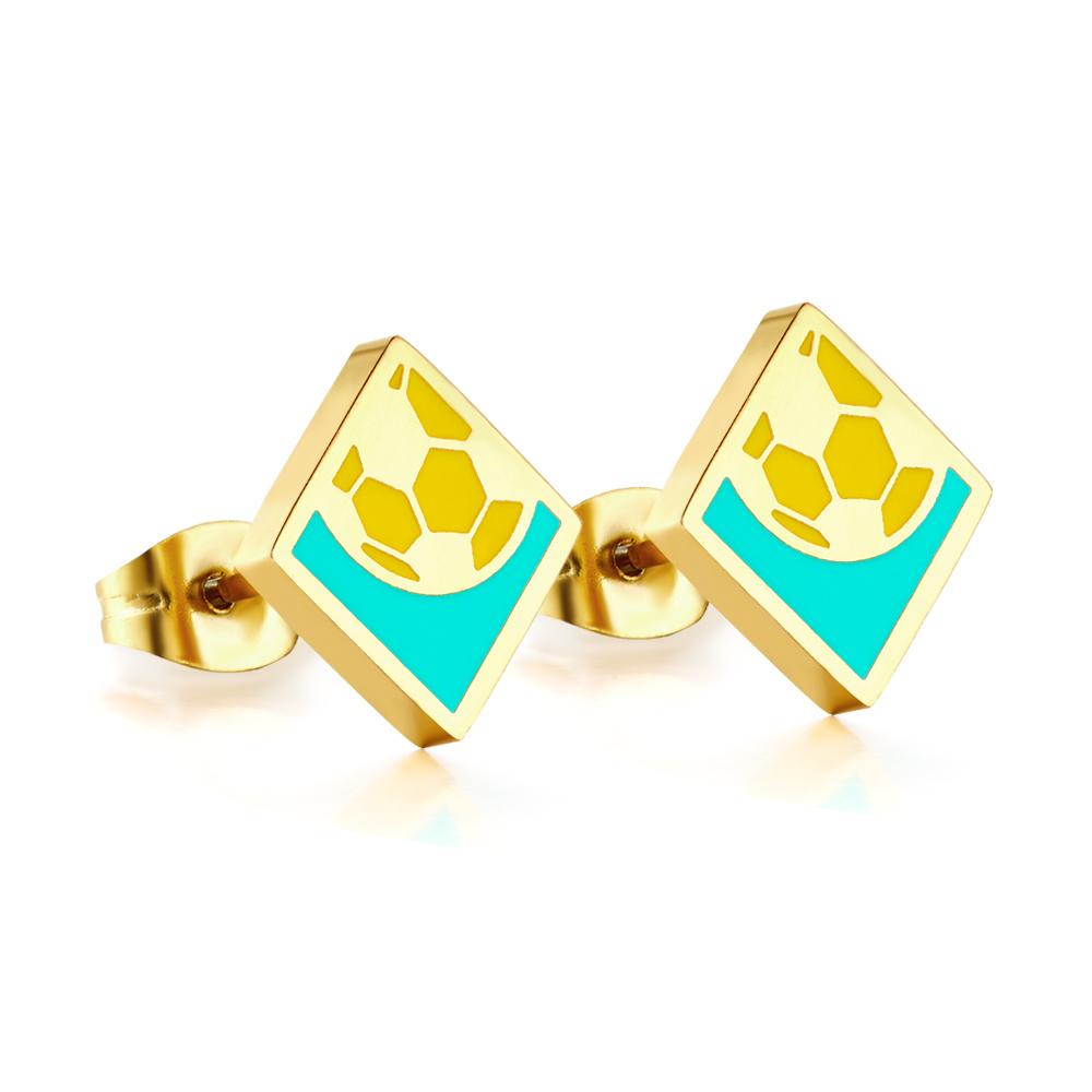 

LUXUKISSKIDS Football Baseball Design Stud Earrings Sports Style Jewelry On Ears Stainless Steel Cute Kids Boys Girls Piercing