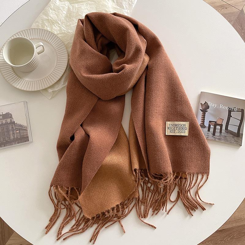 Solid Color Imitation Cashmere Scarf Women's Winter Thickened Double-sided Warm Scarf Cold-proof Outer Long Shawl