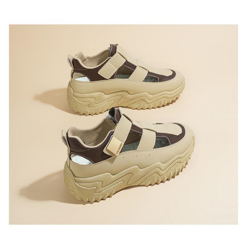 Damen Koreanischer Stil Atmungsaktiv Ausgeschnitten Dicke Sohle Höhensteigernd Lässige Sandalen