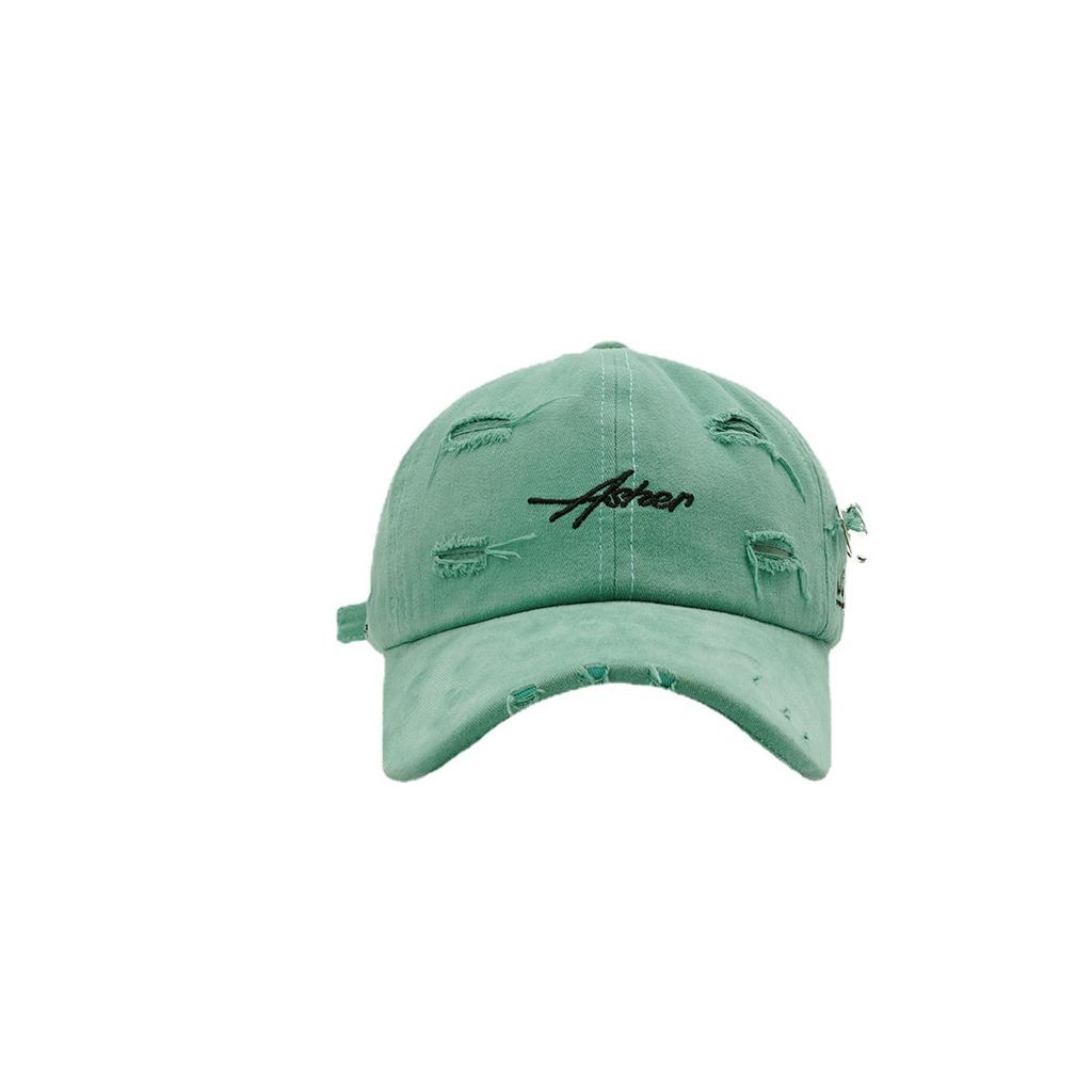 Ripped iron ring soft top cap women's spring and autumn personality simple street sunscreen baseball cap summer tide