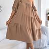 2026 Spring Summer Women's Off Shoulder Short Sleeved Ruffled Hem Long Skirt S-XL
