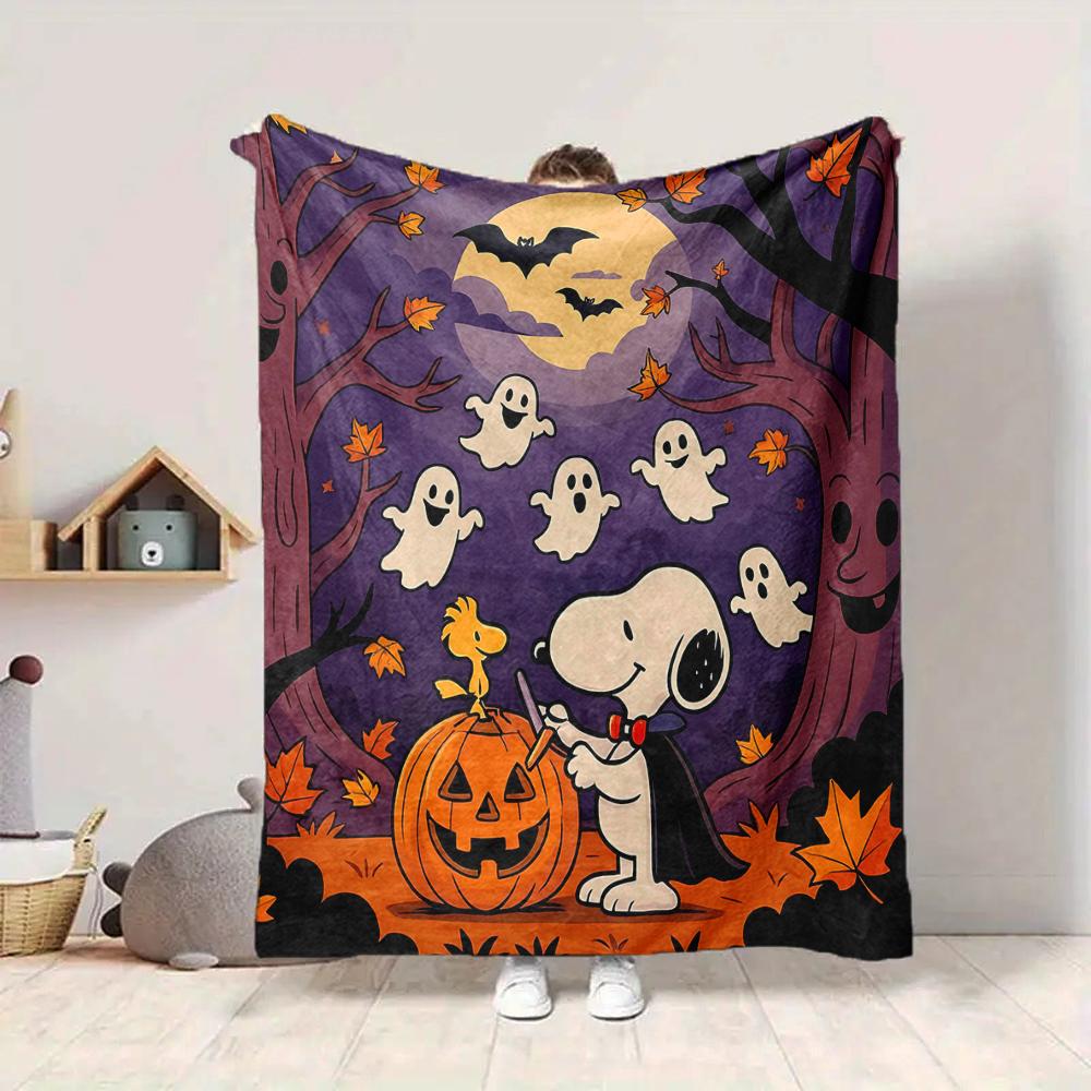 1Pc Snoopy'S Halloween Adventure Blanket Soft And Comfortable Casual Warm Camping Travel Christmas Halloween Gift M91789